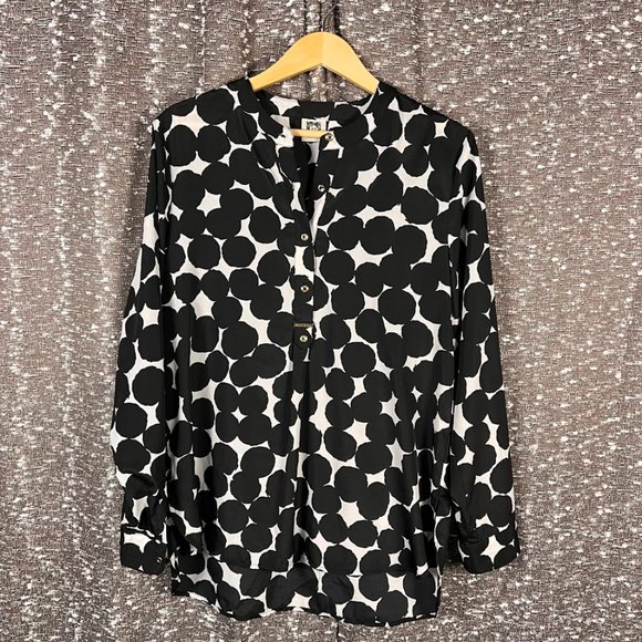 Anne Klein Black and White Polka‎ Dot Blouse Size 8 - Picture 1 of 5